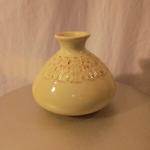 Pfaltzgraff Yellow Glazed Ceramic Vase with Textured Band